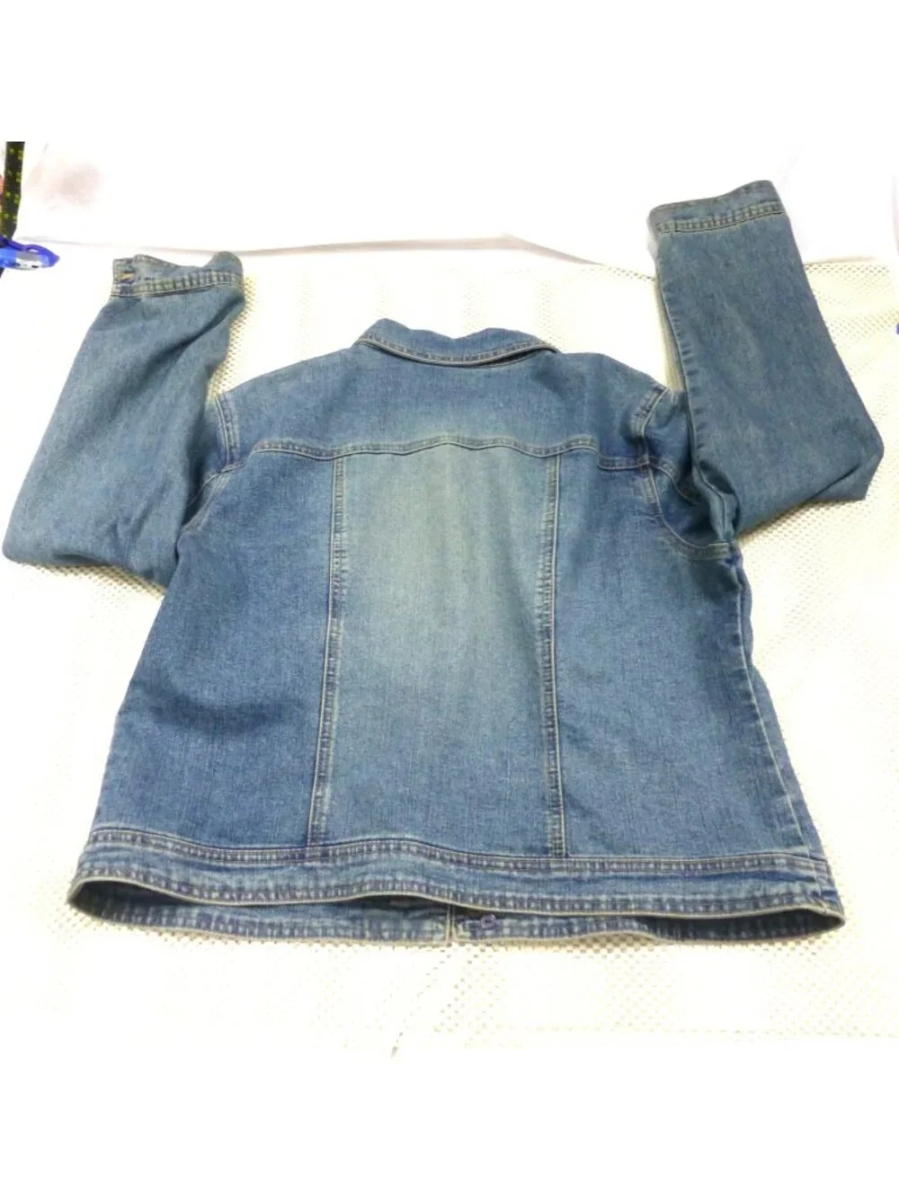 INC Womens Blue Denim Jacket With Rhinestone Buttons Double Pockets - Picture 2 of 13
